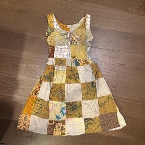 Jaded Gypsy Patchwork Quilt Midi Dress Size Small/Med Boho Prairie Cottagecore